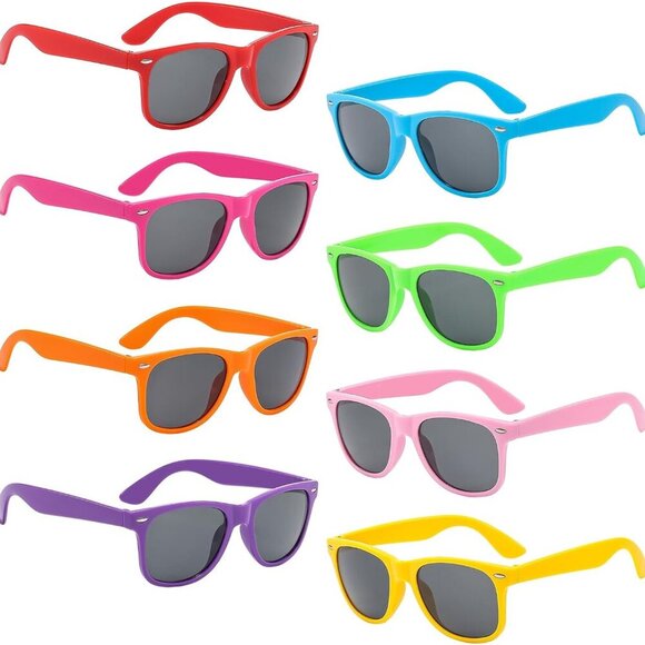 Kids Neon Colors Party Favor Supplies Unisex Sunglasses Pack of 8 - Picture 1 of 6